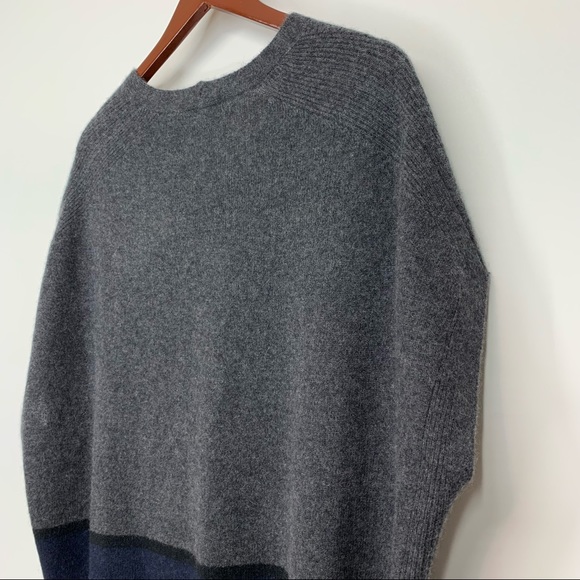 Oversized White & Warren 100% Cashmere Sweater Gray Navy Blue Multi Size XS/S - Picture 9 of 16